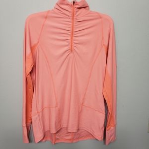 🌸 C9 Neon Peach Long Sleeved Ruched Workout Top